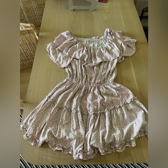 White Birch| Blush Pink Polka Dot Tiered Ruffle Mini Dress, Babydoll Style••• - Picture 2 of 12